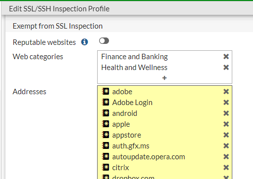 SSL Inspection Exemption