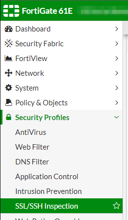 SSL/SSH Inspection Policy section